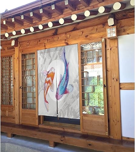 Miniatura 9 de JCETUNO Noren - Cortina de puerta de estilo japonés con estampado de lino y algodón para decoración del hogar 43 pulgadas de ancho floral