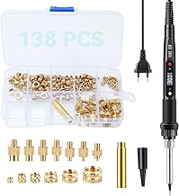 138 Pcs Welding Threaded Tips Set, 80W LCD Soldering Iron with Adjustable Temperature for Melting Nuts with M2-M8 Threaded Inserts, Adjustable Temperature, Compatible with 3D Printers