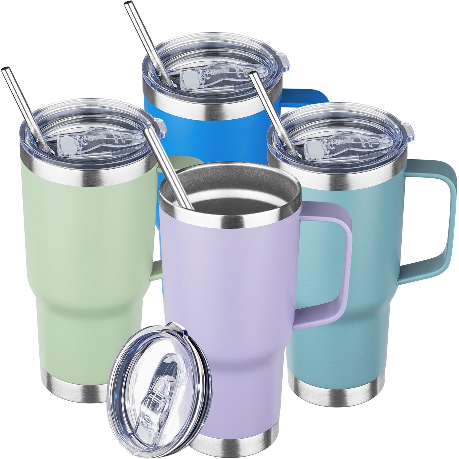 20 oz Tumbler with Handle Stainless Steel Insulated Coffee Mug Tumbler with Lid and Straw…