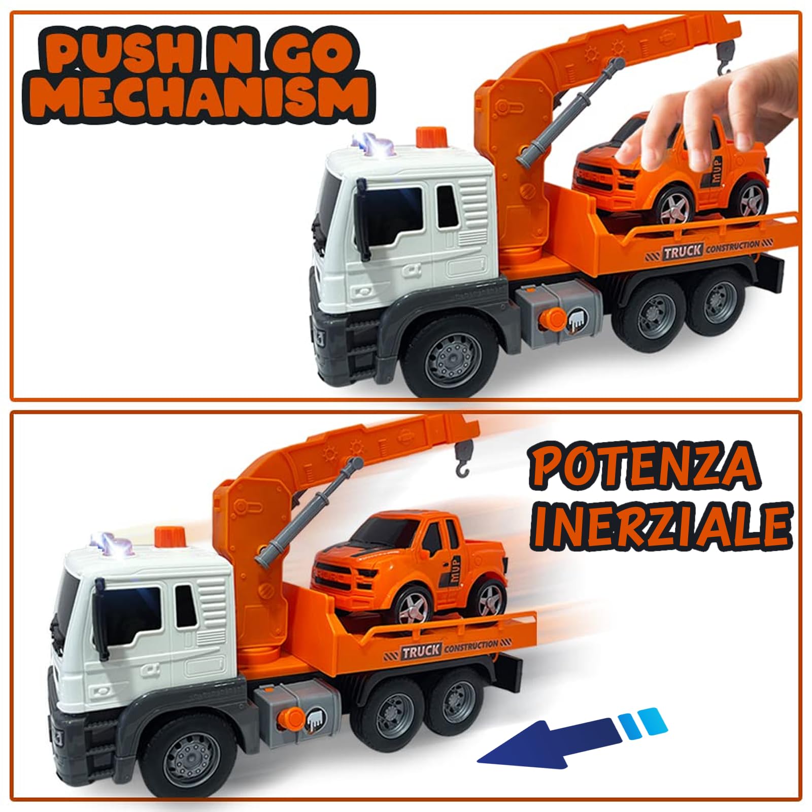 Scala 1:16 Carro Attrezzi Giocattolo,Grande Camion giocattolo,Carroattrezzi,Camion di Salvataggio,veicolo di Recupero con Luci e Suoni Funzione camion Giocattolo Regalo per Bambini 3 4Anni
