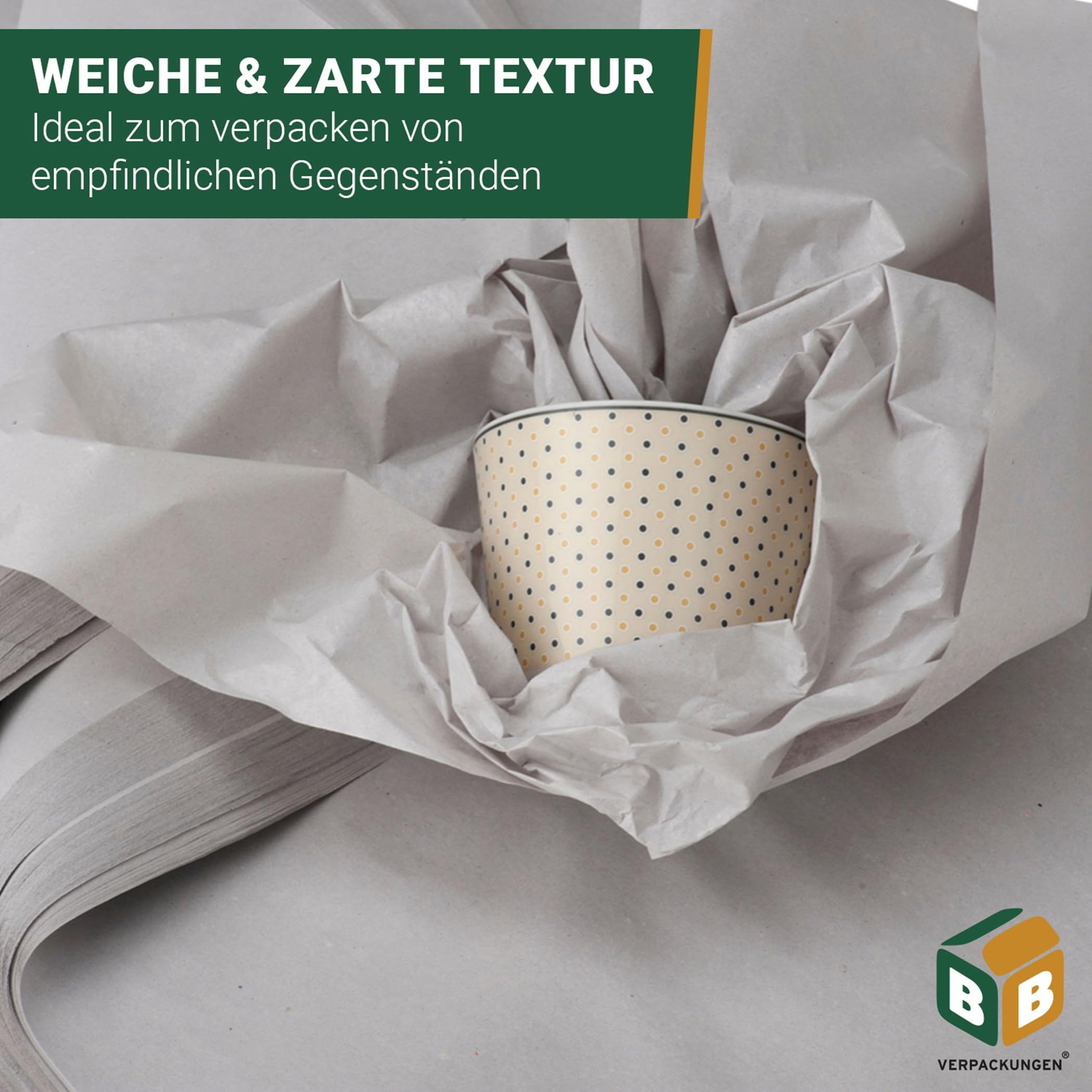 BB-Verpackungen 120 kg de papier de soie 75 x 100 cm 35 g/m² d'épaisseur (120 kg environ 4560 feuilles) | Papier d'emballage de qualité industrielle pour déménagement et expédition en matériau 100
