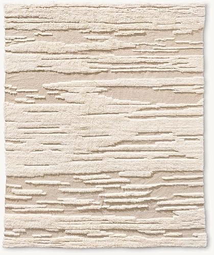 Ivory Moroccan Wool Rug, Geometric Berber Carpet 9x12 ft