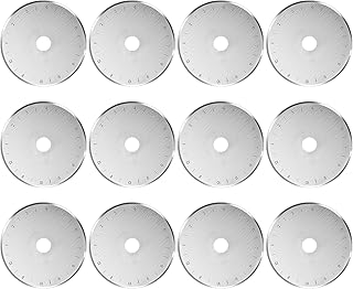 12 Pack 45mm Rotary Steel Blades, Sharp and Durable Rotary Replacement Blades with Scale for Quilting Sewing Fabric Cutting (Circular Hole)