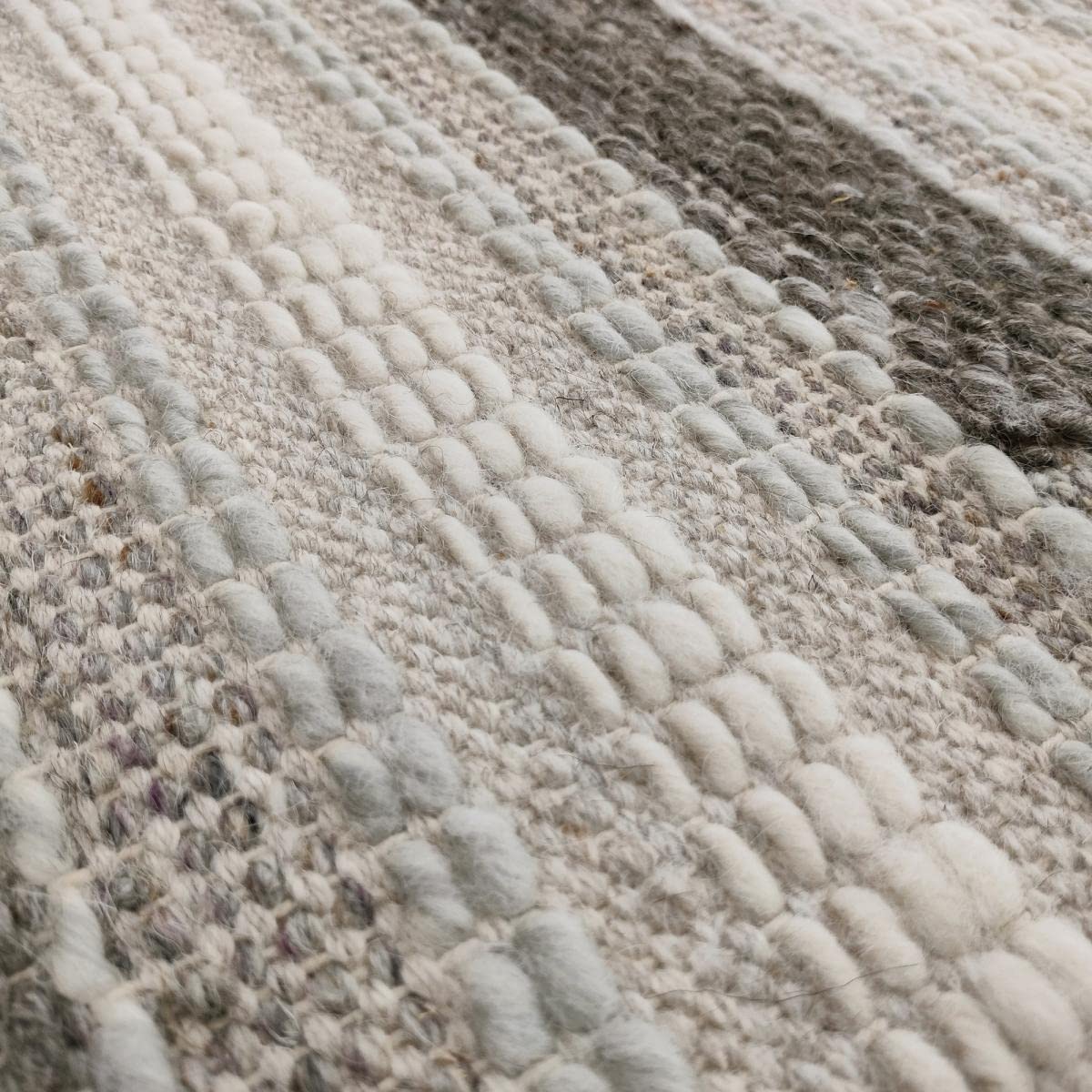 IMPALO Tapis Kilim 200 X 290 Cm, Gris, Noir, Beige, Motif Géométrique À Rayures, Tissé À La Main en Inde, Kilim Tapis pour Grand Salon, 8206