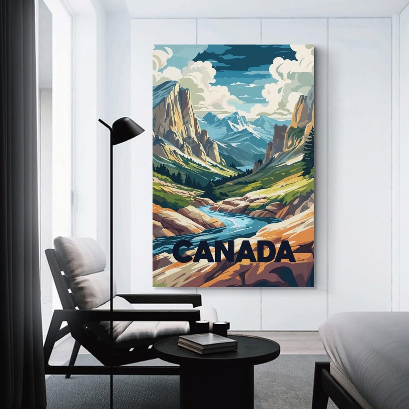Junmoney Canada Mountain Landscape Art Room Decor Wall Art, 24x36inch(60x90cm), for Office, Study Or Home Workspace, A Smart Decor Choice for Study Walls