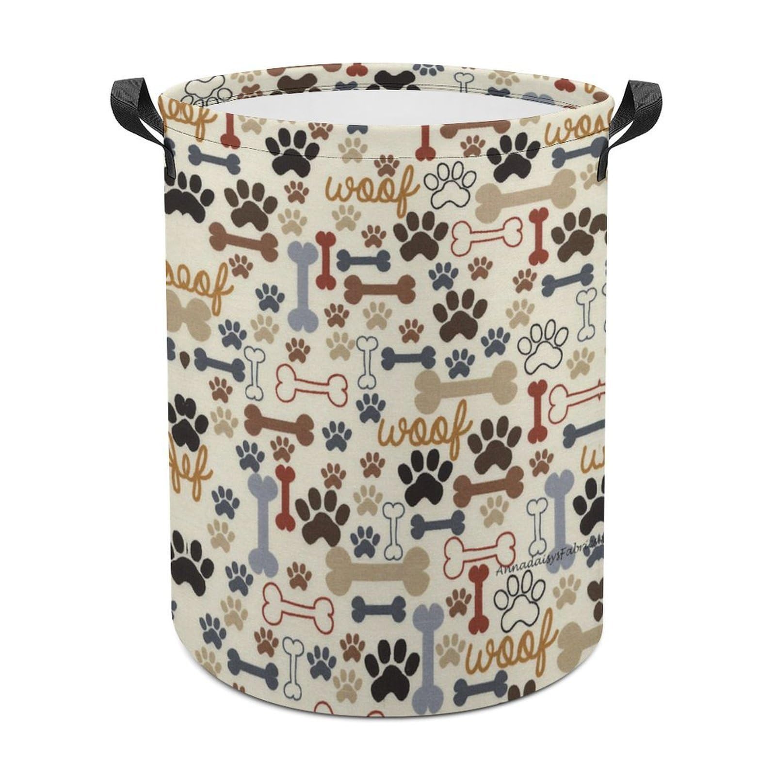 Wlntrophic Laundry Hamper, Dog Bones Paw Prints Laundry Basket, Washing Basket with Handle