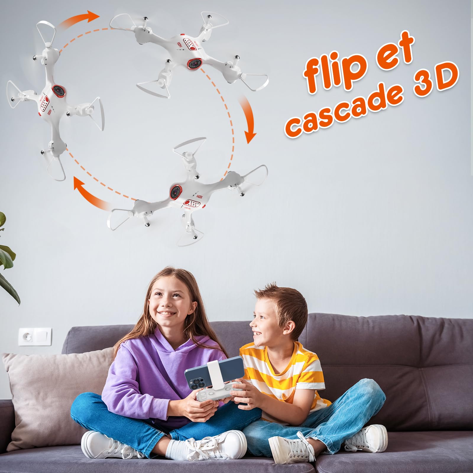 Loolinn | Drone comme Cadeau pour Enfants - Drone avec Camera, Transmission Vidéo en Temps Réel, Très Facile à Piloter, Lumières LED/Certification C0 Approuvée(Cadeau pour Garçons et Filles)