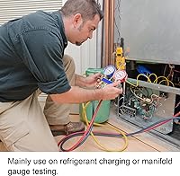 Vista 5 de PATIKIL Manguera de carga de refrigerante SAE 1/4, manguera HVAC de 3.9 pies 500PSI para mantenimiento de refrigeración de medidor de aire Rojo