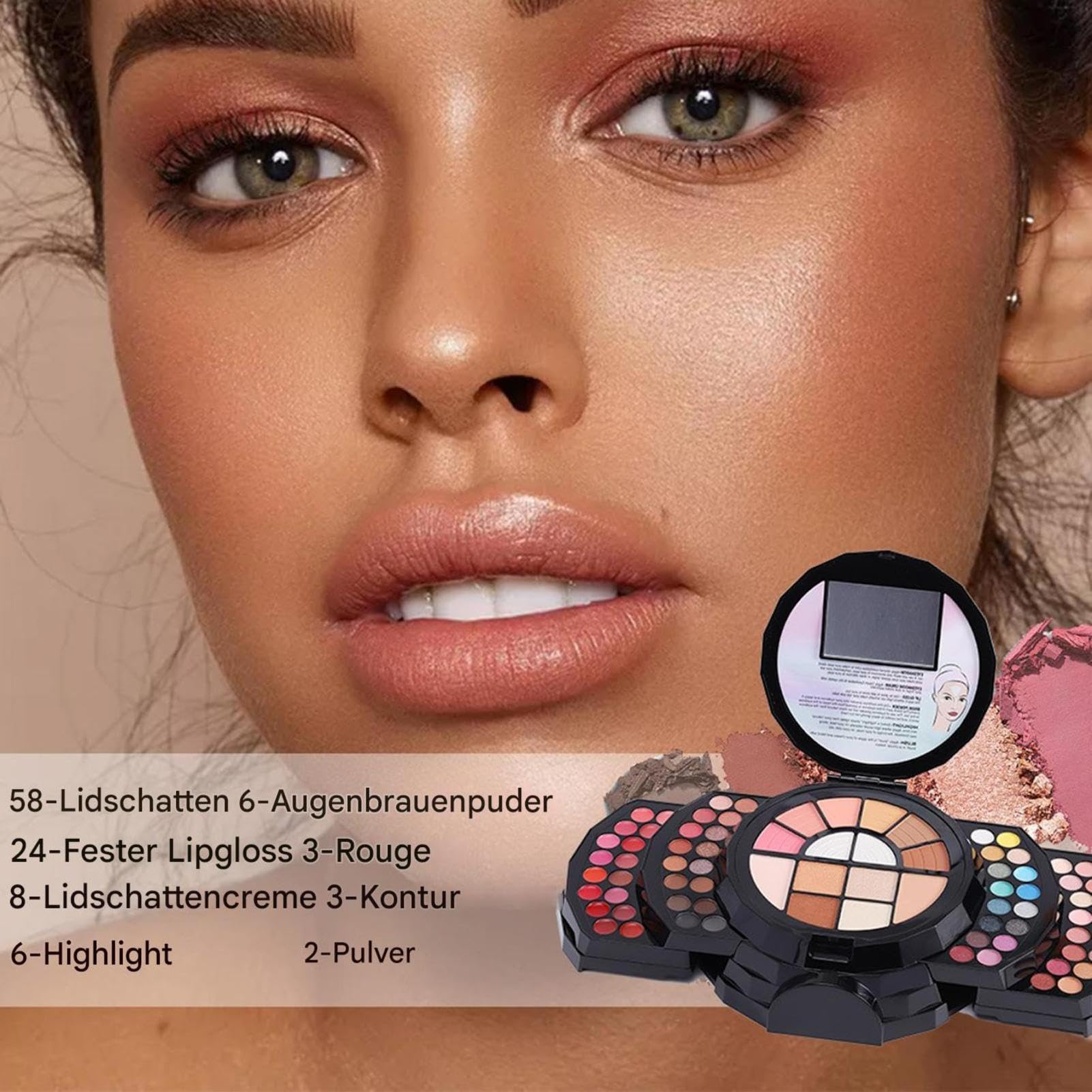 Palette di ombretti con 110 colori, grande set di ombretti cosmetici, impermeabile, miscelabile, con custodia a specchio, ad alta pigmentazione, portatile, professionale, per donne, saloni, feste