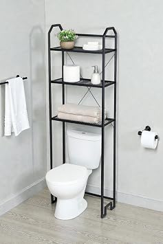 3 Shelf Bathroom Rack With Metal Legs Toilet Top Decorative Shelf Hanger Organizer