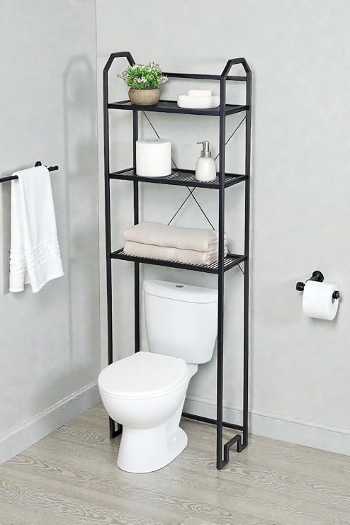3 Shelf Bathroom Rack With Metal Legs Toilet Top Decorative Shelf Hanger Organizer