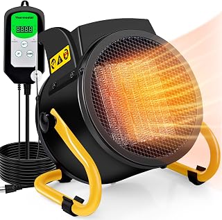 Greenhouse Heater with Thermostat, 1500W, Auto Power Control with Digital Temperature Display, Fast Heating, Over Temperature Protection, Electric for Winter Plants, Grow Tent, Greenhouse, Patio, YW