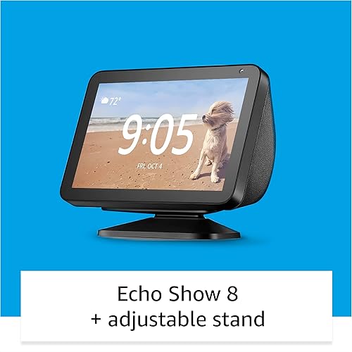 Echo Show 8 (1st Gen, Charcoal) with Echo Show 8 Adjustable Stand (Black)
