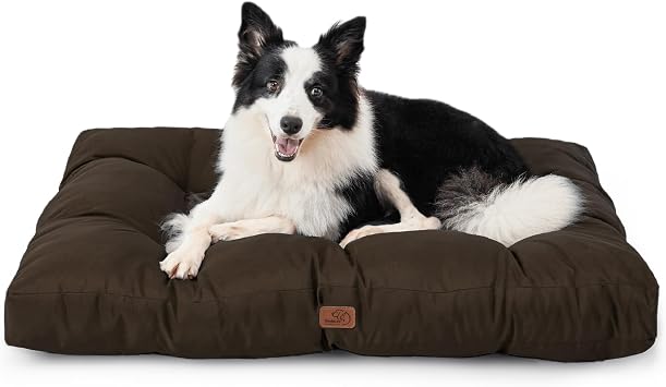 Bedsure Washable Dog Bed with Oxford Cover for Dogs, 91x68x9cm Brown