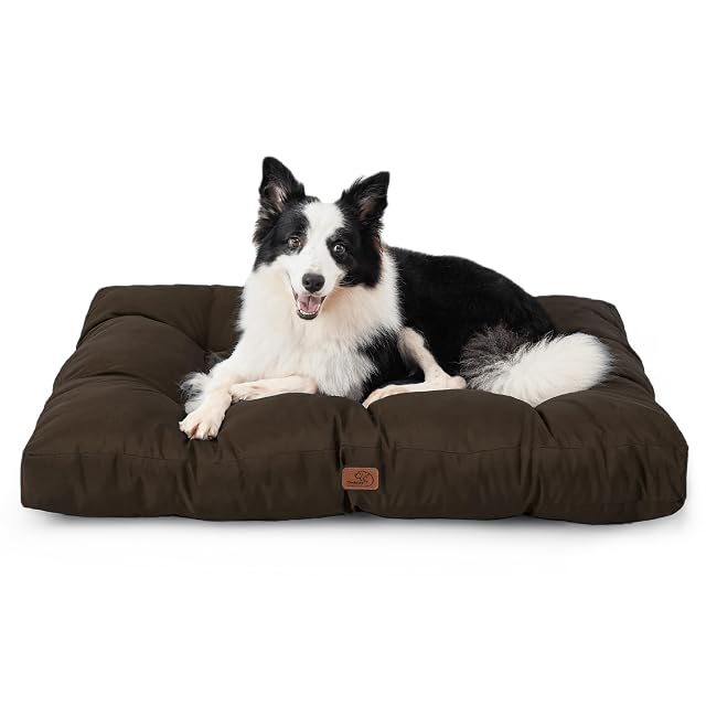 Bedsure Cama Perro Lavable Grande, 91x68x9 cm Marrón