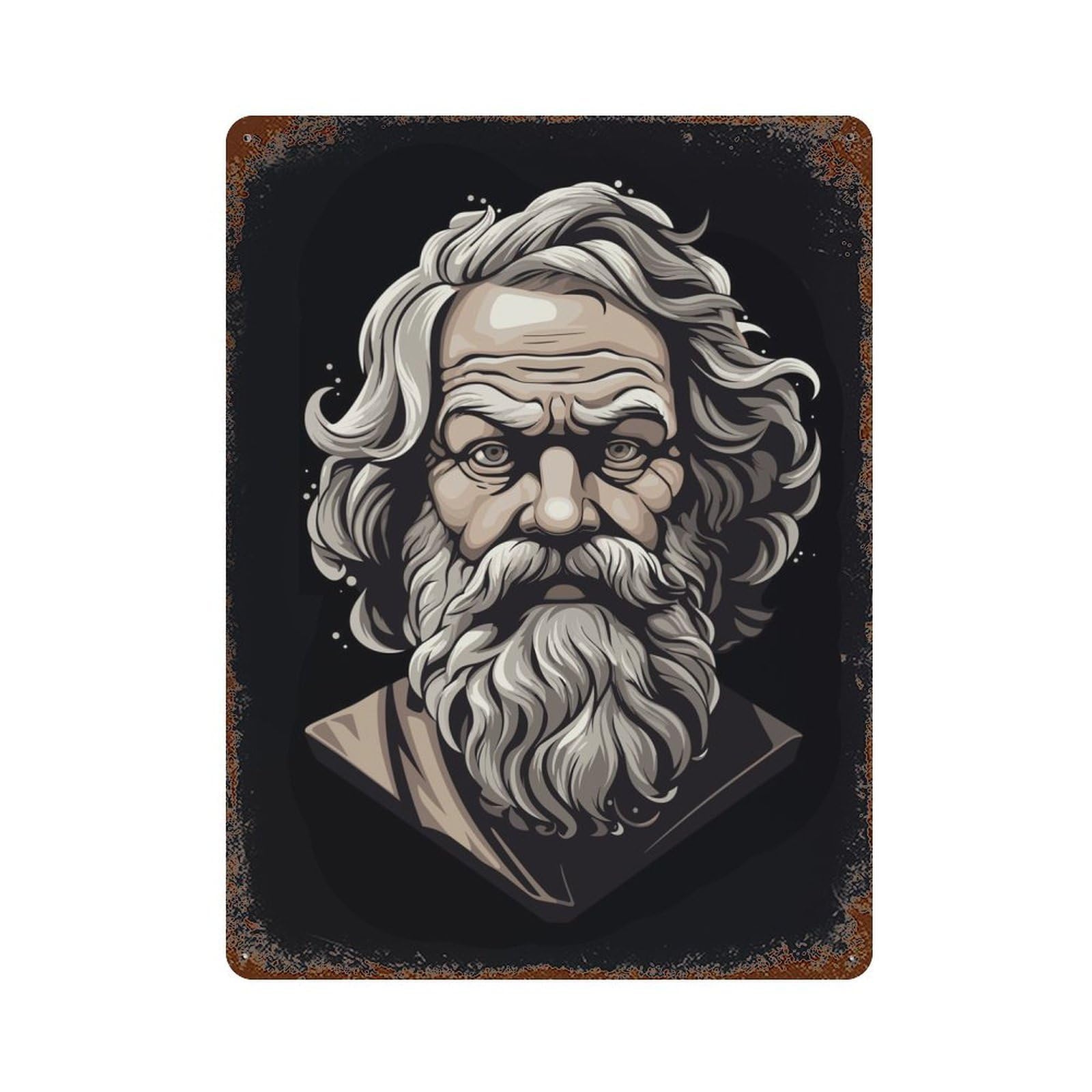 Socrates Greek Philosopher Vintage Rust Metal Sign 15.7"x11.8", for Pub, Kitchen And Man Cave Decor, Rustic Home Decor
