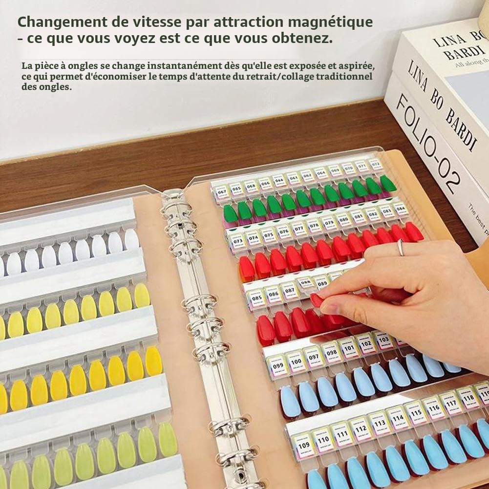 Livre d'échantillons d'ongles magnétique, présentoir de couleurs pour ongles 120/180/240, organisateur de rangement pour ongles magnétiques vierges 2025, avec ongles de remplacement transparents, pas