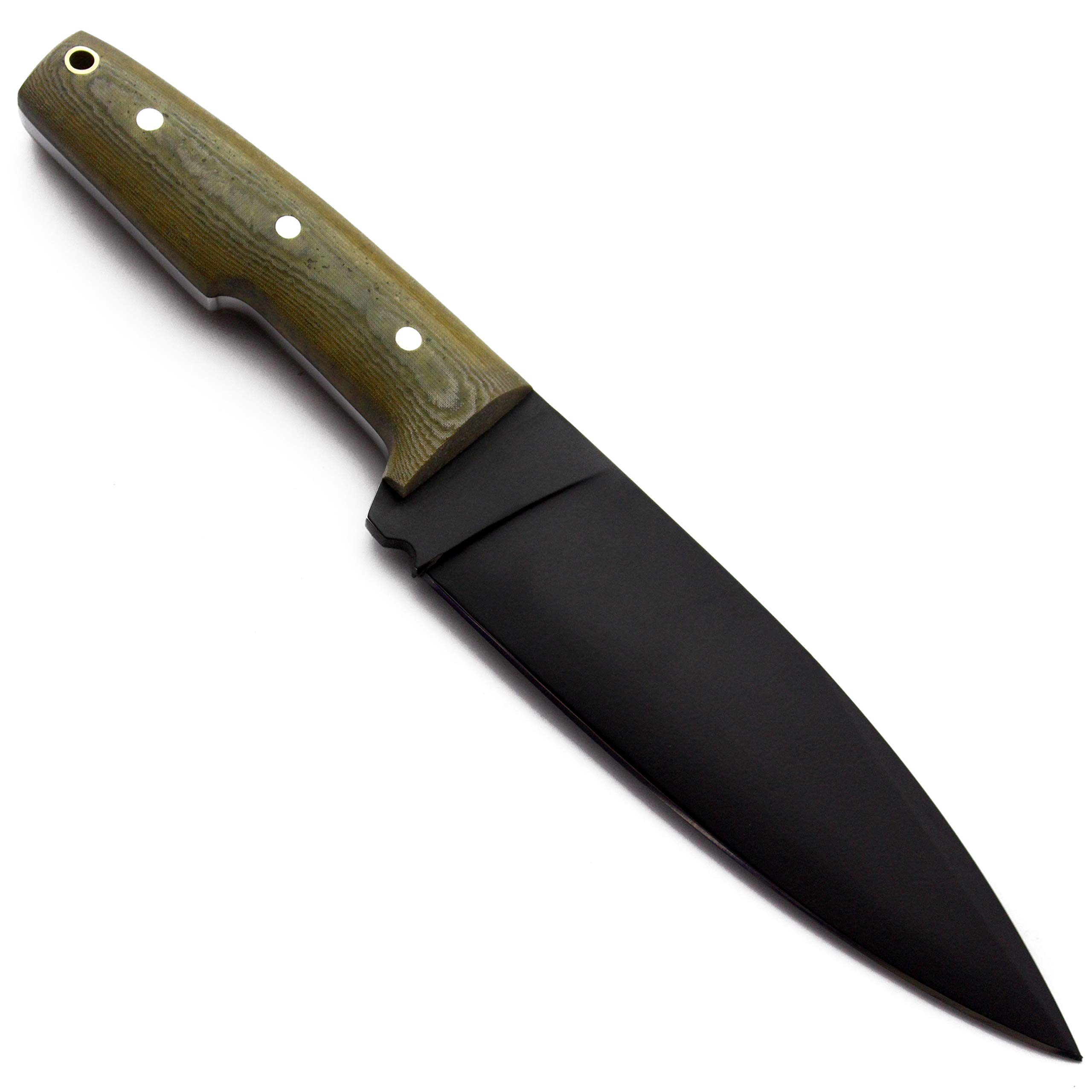 GCS Handmade D2 Tool Steel BLACK Powder Coated Green Micarta Handle
