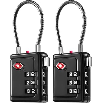ZHEGE TSA Suitcase Lock TSA Lock Suitcase 3 Digit 2 Black White Numbers Padlock with Combination Code Luggage Locks Travel Lock for Briefcases Luggage Locker TSA008