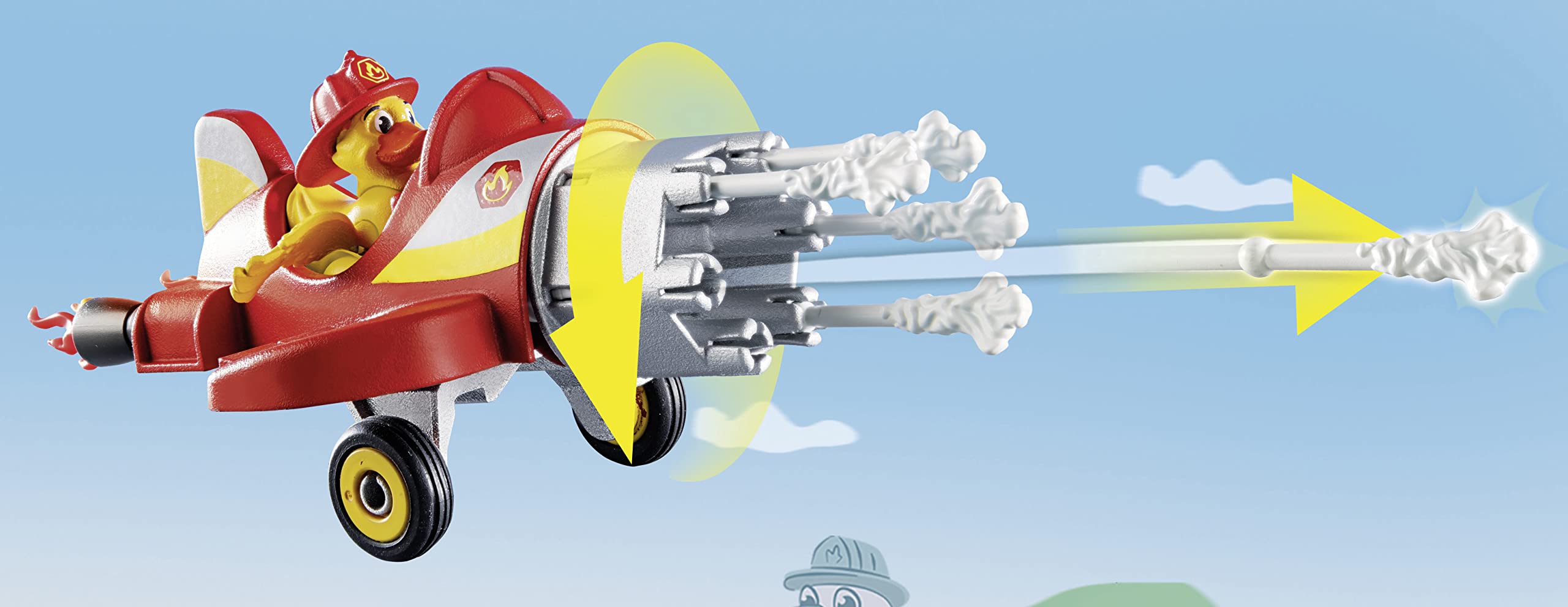 PLAYMOBIL Duck ON Call 70911 Camión de Bomberos con miniavión, con luz y Sonido, Juguete para niños a Partir de 3 años