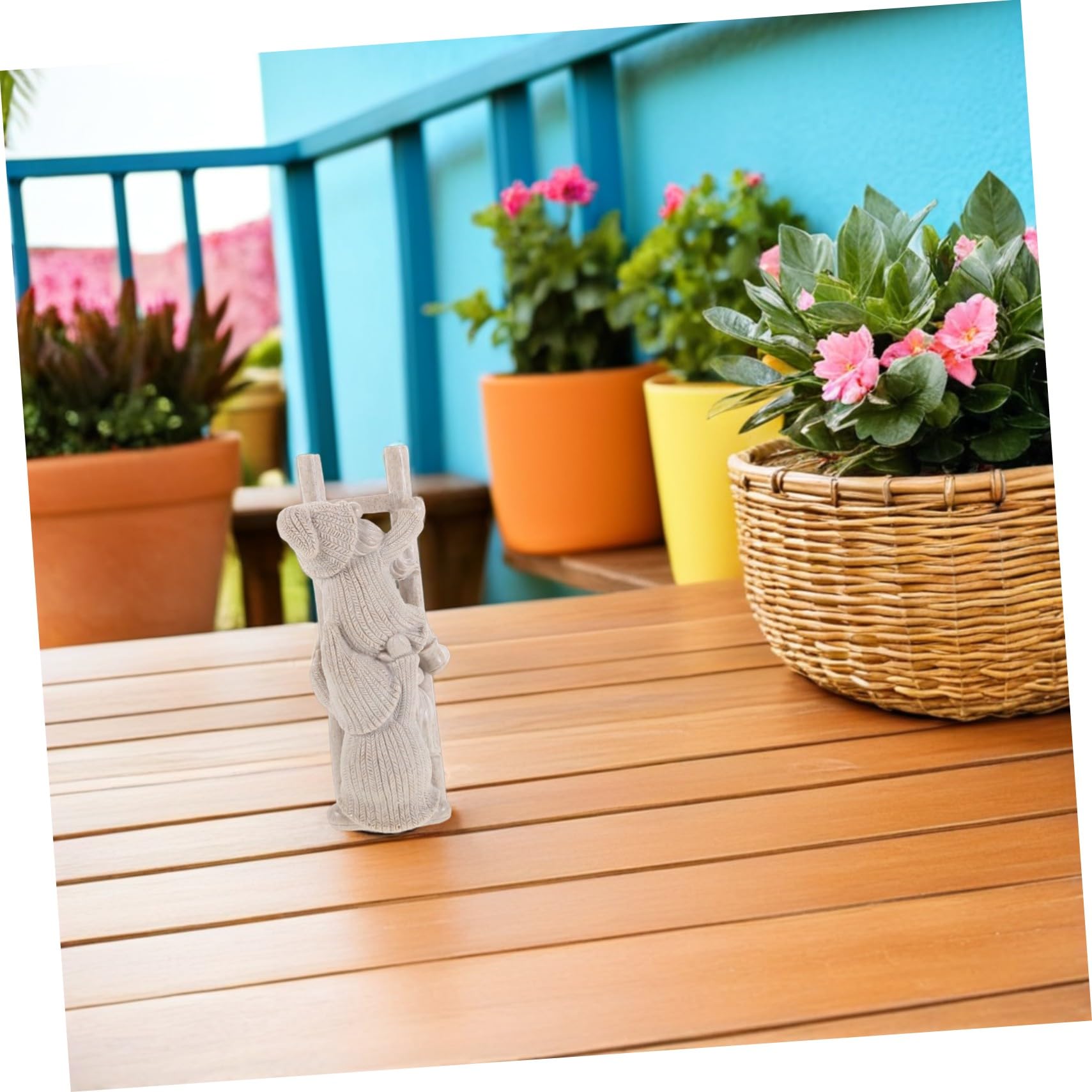 Mikikit Statue De GNOME De Jardin Résine Figurine De GNOME Grimpant Échelle Décoration De Noël pour Jardin Pelouse Et Aménagement Paysager
