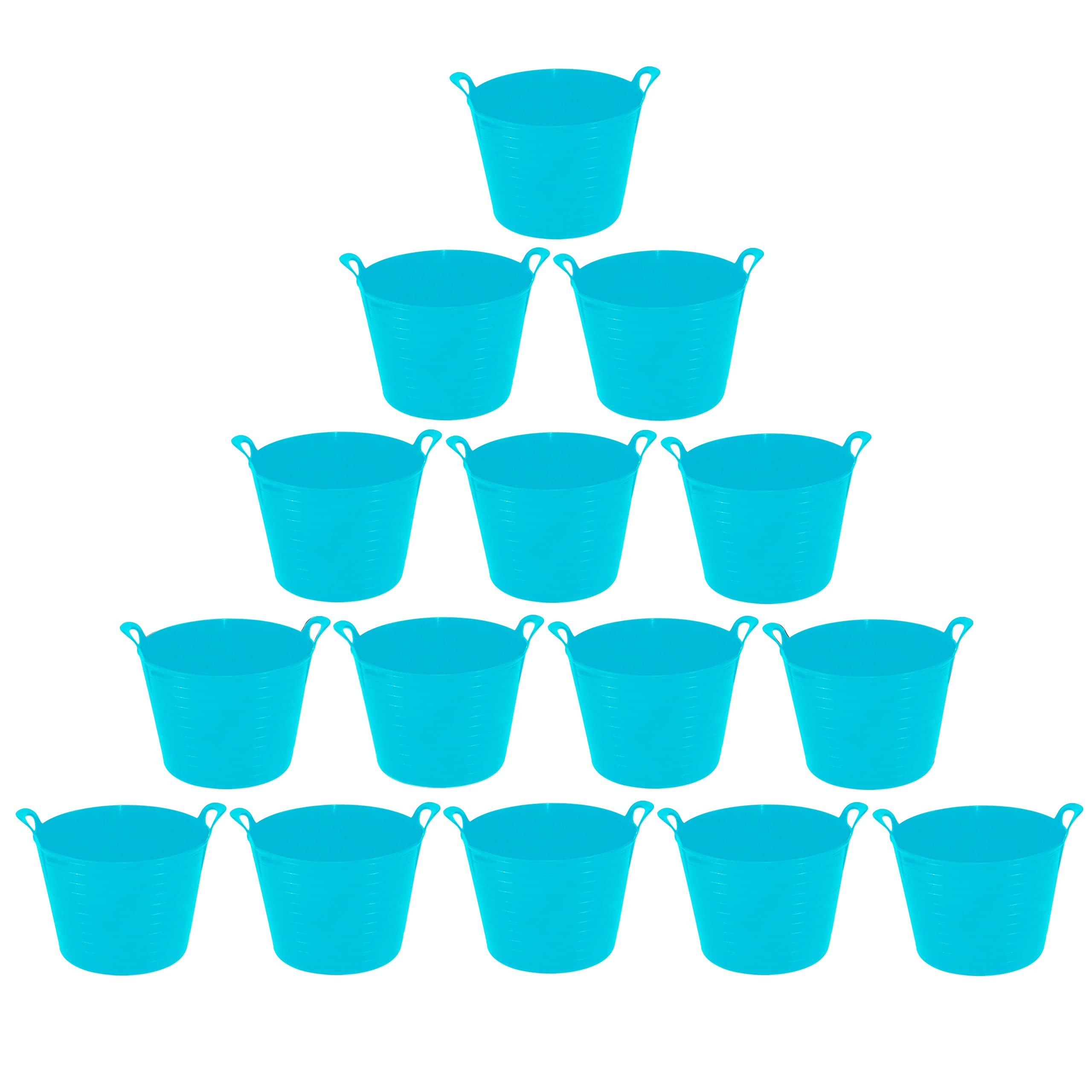 (Set of 12) 40L/42L Litre Large Robust Flexi Tubs Multipurpose Flexible Rubber Storage Container Buckets Garden Trugs Laundry Basket Polyethylene Flex Tub For Home Gardening -Made in UK (Sky Blue)