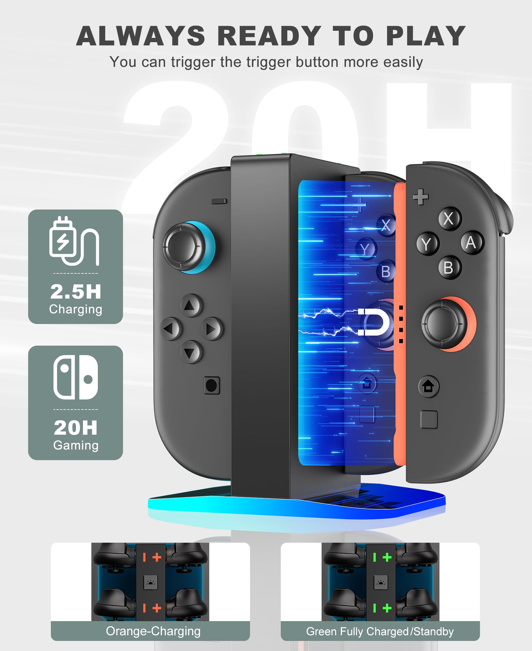 NinABXY Switch 2 Accessori, Bundle 18-IN-1 per Nintendo Switch 2 2025: custodia per il trasporto, custodia per PC trasparente divisa magnetica, doppio dock di ricarica, porta carte di gioco, volanti