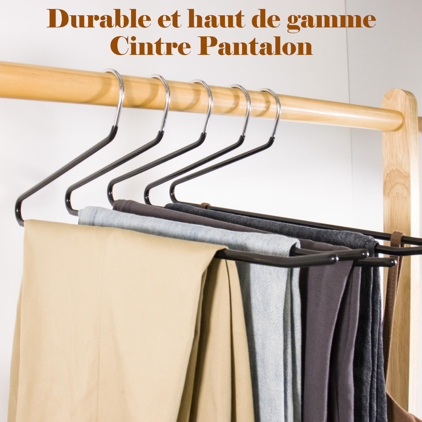 Cintres Pantalons,Lot de 30 cintres antidérapants à extrémité Ouverte pour Pantalons, Pantalons, écharpes - Noir
