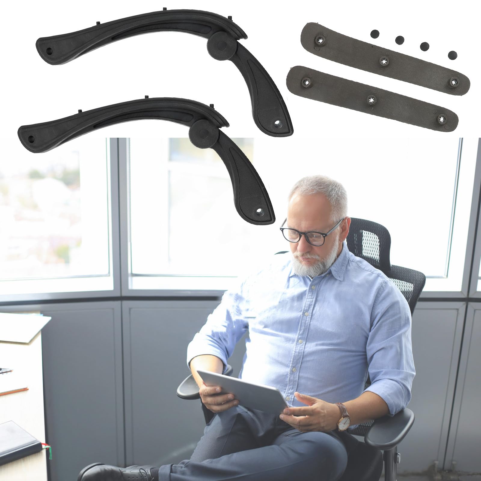 LALAFINA Bürostuhlgriff Armlehne für Drehstuhl im Büro 1 Paar Schwarz