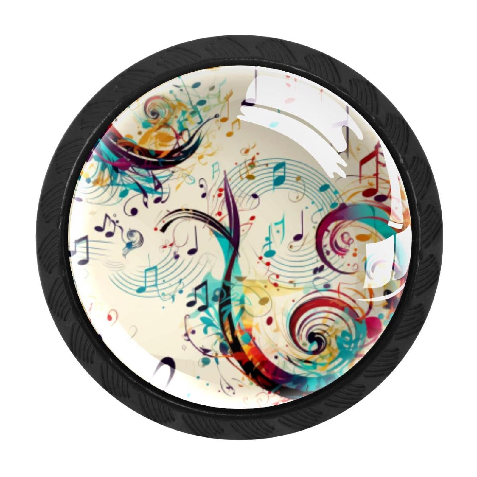 CHENZZZZ 4 Pieces Music Note Kitchen Cabinet Knobs Drawer Knobs Dresser Knobs Black Knobs Drawer Pulls Dresser Drawer Handles Knobs for Dresser Drawers