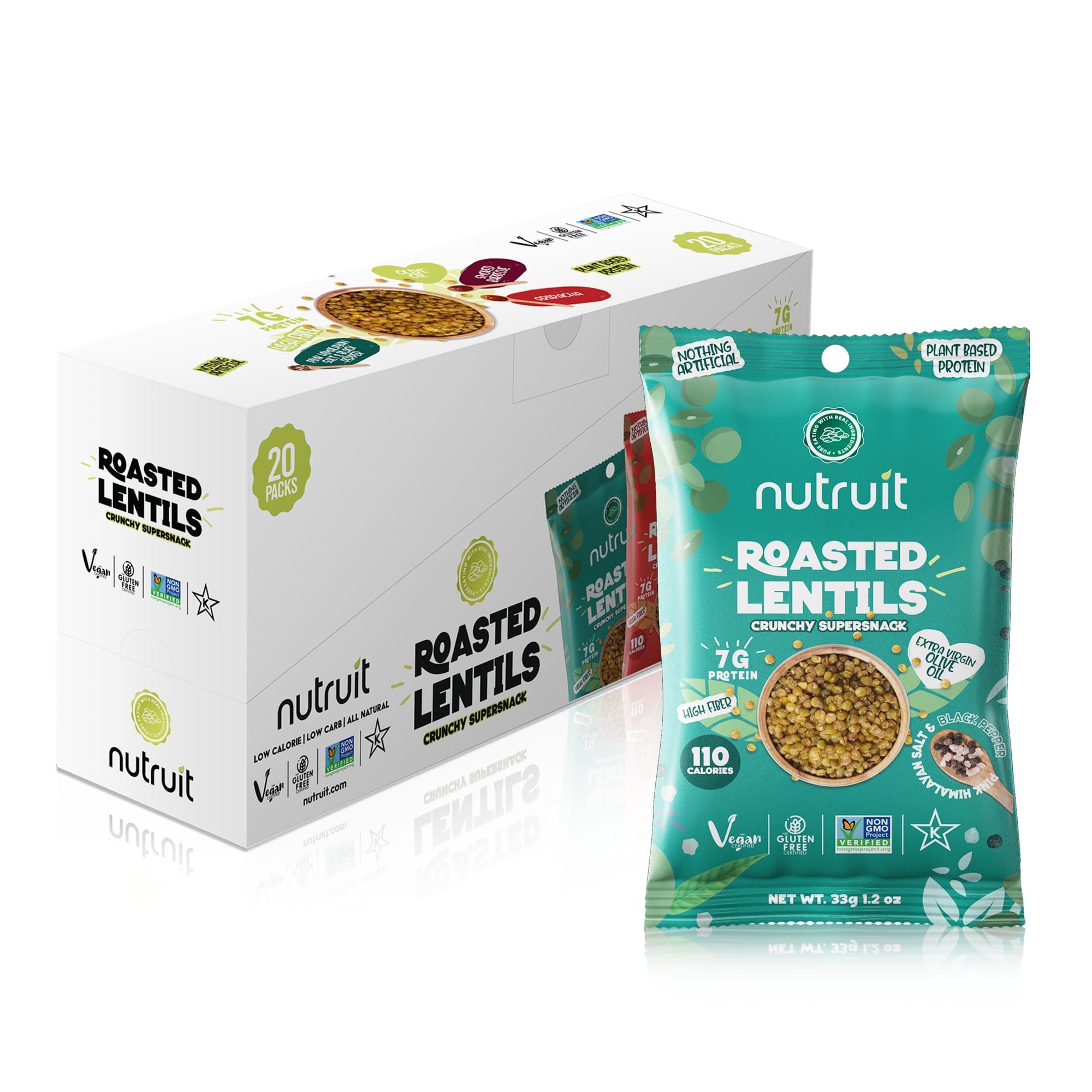 Amazon.com: Nutruit Roasted Lentil Snack - Himalayan Salt & Black