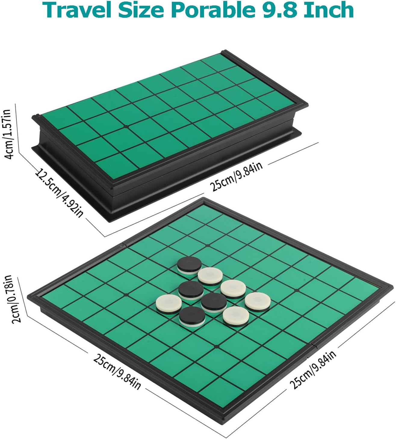 Reversi Game - Vikutu 9.7" Travel Board Game Portable - Extra 2 Storage Box - Folding Board