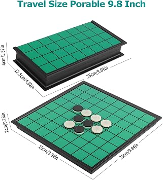 Reversi Game - Vikutu 9.7 Travel Board Game Portable - Extra 2 Storage Box - Folding Board