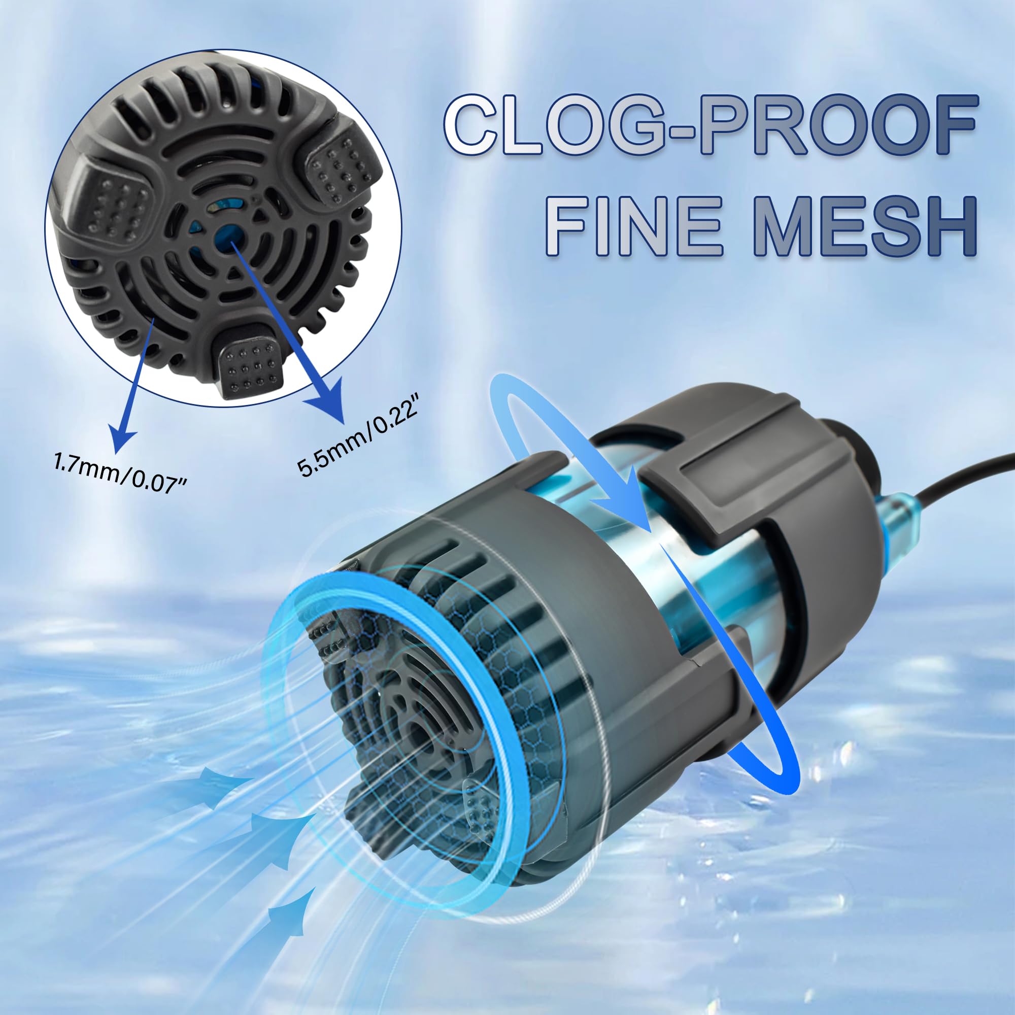 CONQUERALL CH-20 DC 24V Bomba de agua de succión inferior para acuario 500GPH Bomba sumergible de ahorro de energía de 15 pies para filtración de circulación de peceras