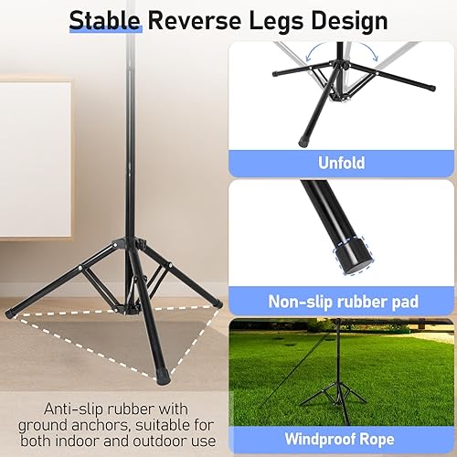 Miniatura 3 de EMART Pantalla de proyector para exteriores con soporte, 120 pulgadas portátil para interiores 169 4K HD pantallas de cine delanteras traseras y