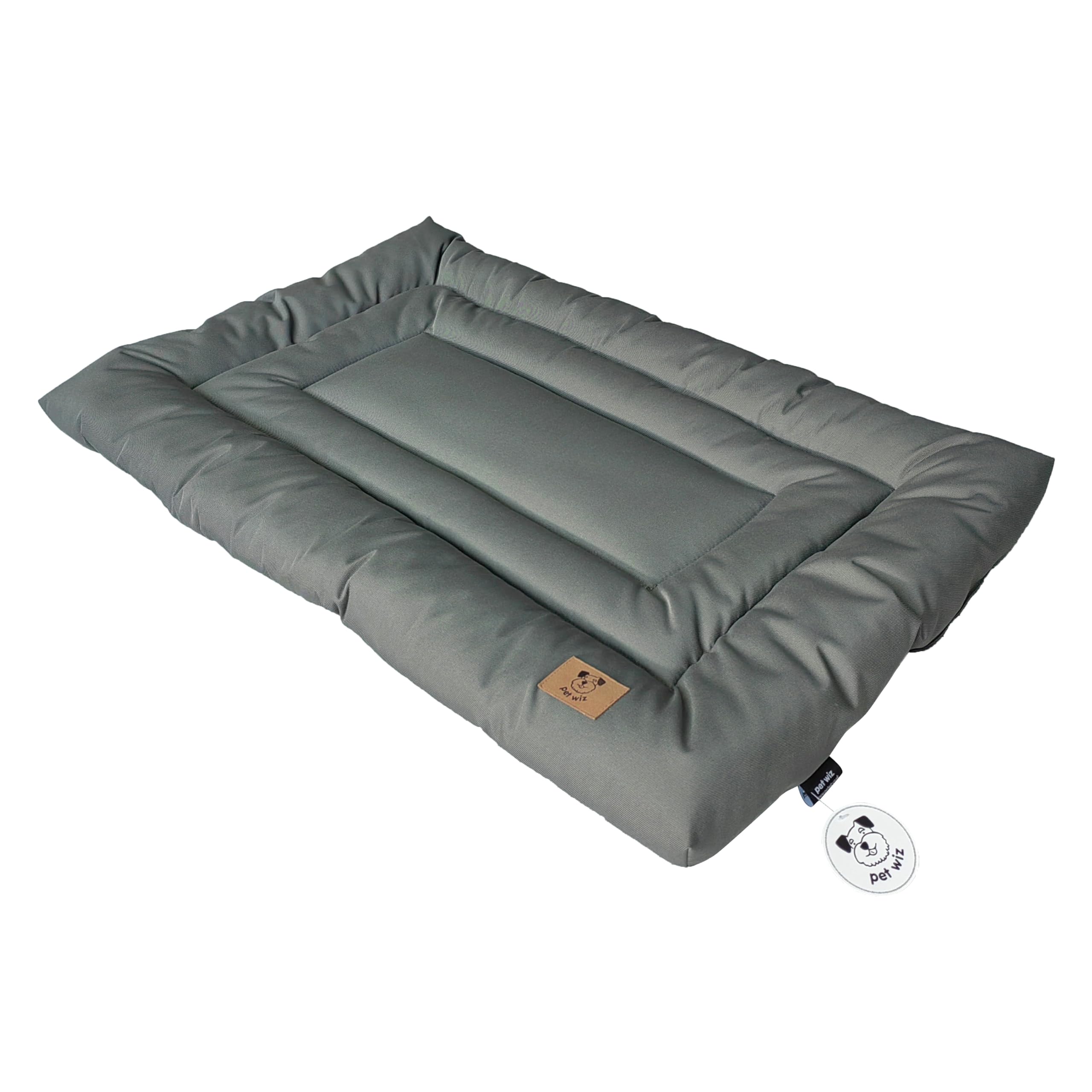 pet wiz Durable Waterproof Dog Bed for Crates, Home, and Travel | Long-Lasting Comfort, Available in Small, Medium and Large | Olive Green or Dark Grey (Dark Grey, Large (107 x 69cm))