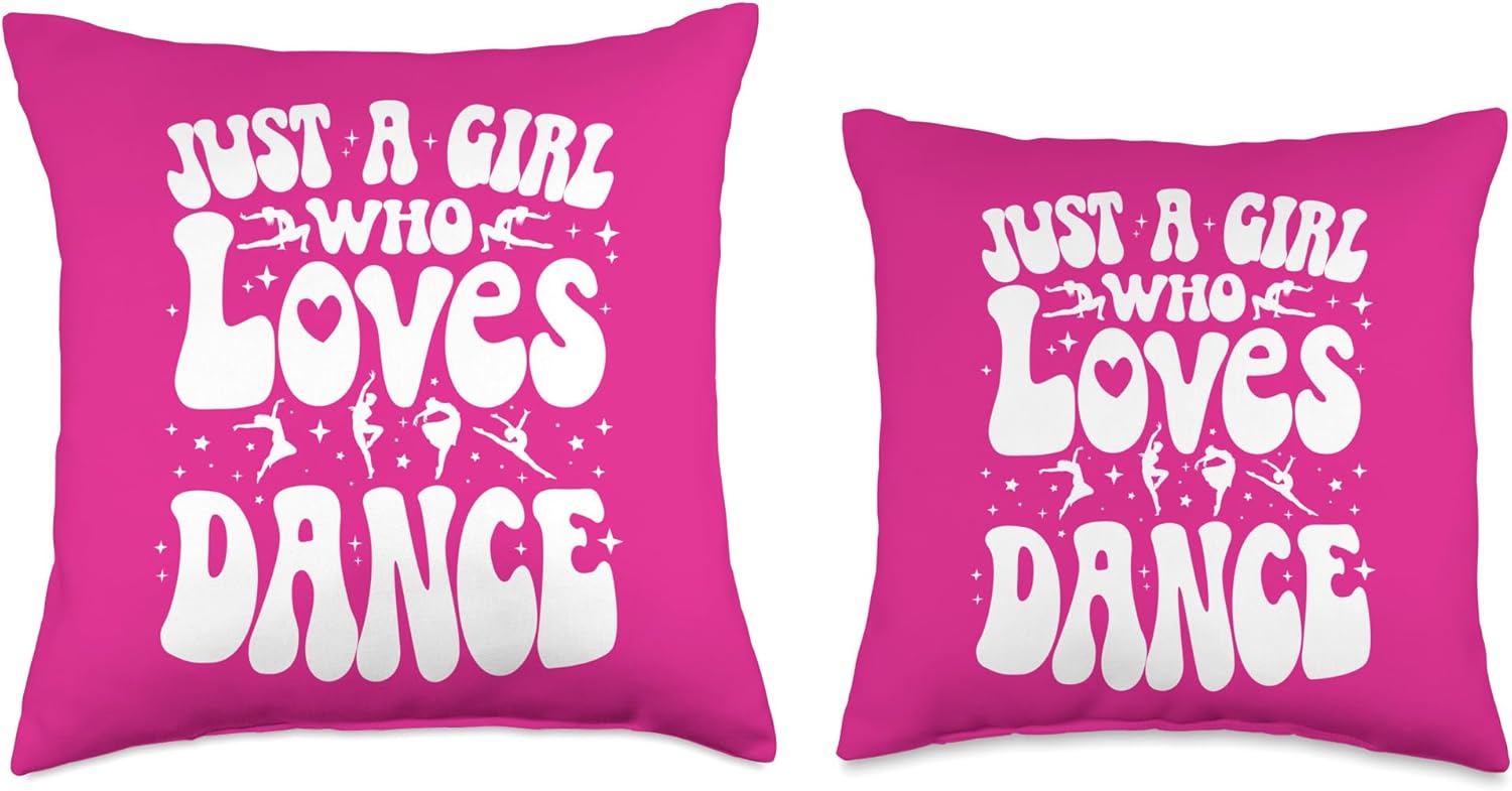 Just A Girl Who Loves Dance Dancer Pink Women Girls Dancing Throw Pillow