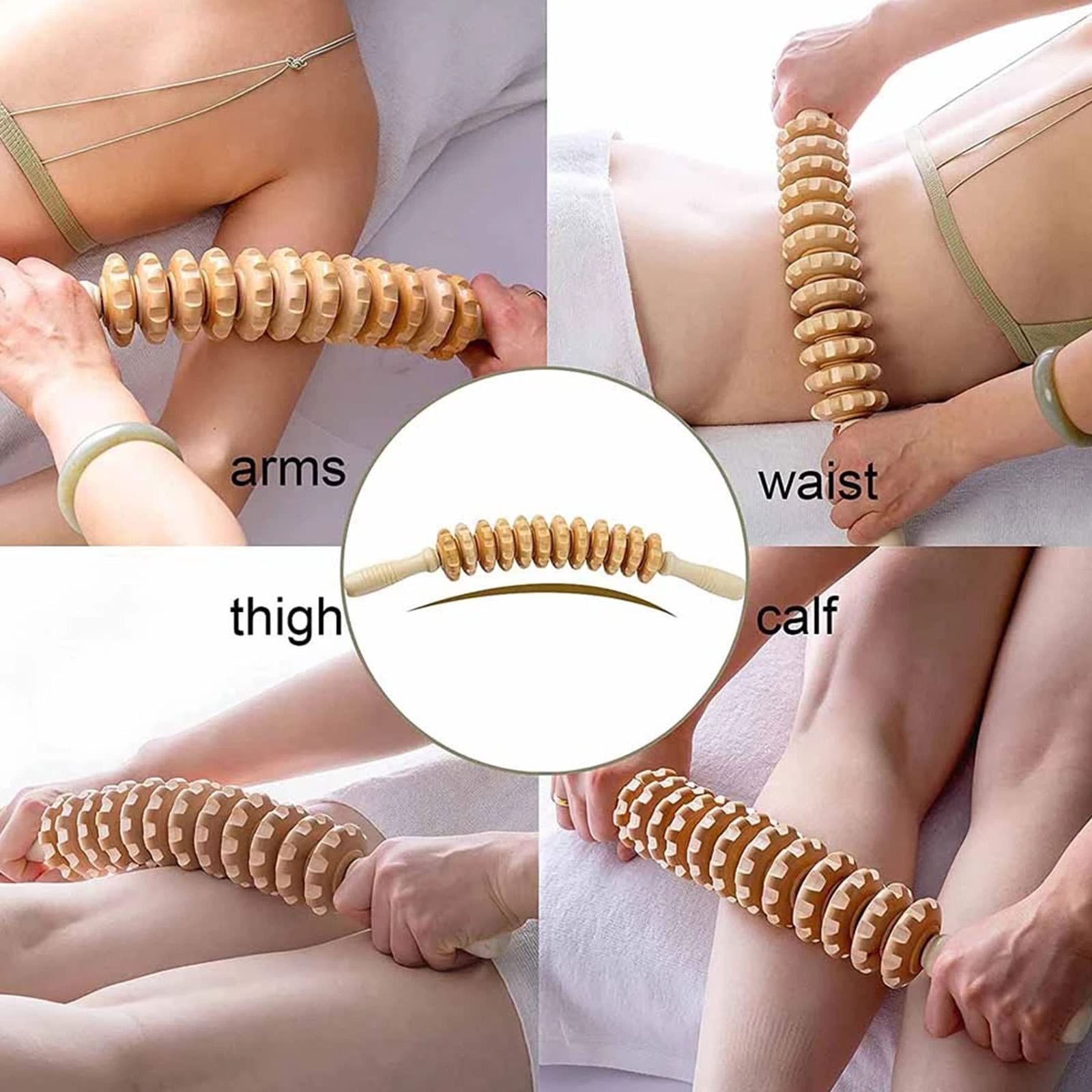 AADECOR Outils de Massage de thérapie par Le Bois 7 en 1 Masseur de Drainage lymphatique Outils de Massage corporel en Bois pour Masseur Anti-Cellulite, remodelage et modelage du Corps