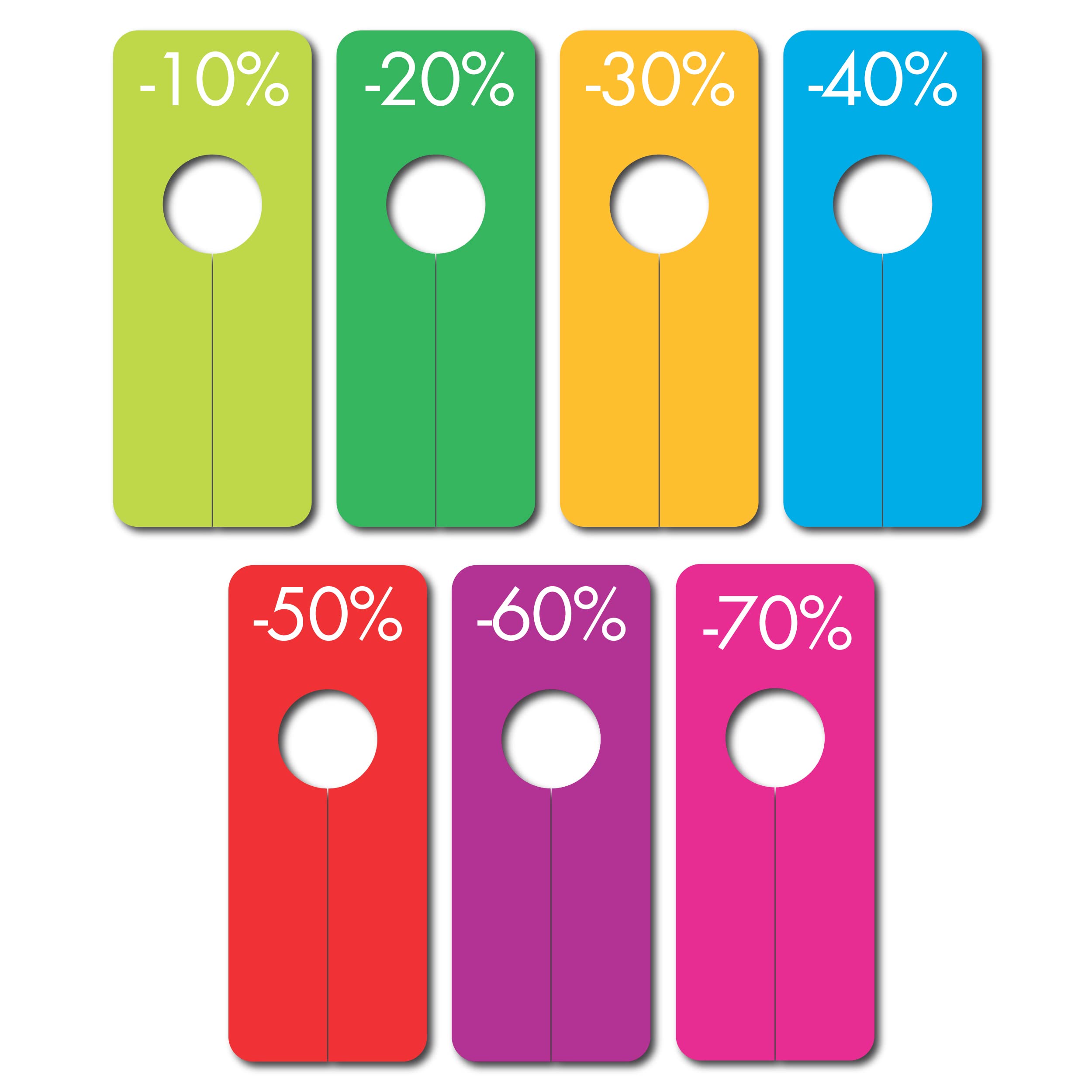 Affichesstore Postersstore 30500-12 Discount Dividers 20x8cm Hole diameter 4cm Cardboard Labels Various colors 10% 20% 30% 40% 50% 60% 70% - Image 2