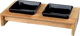 Trixie Raised Dog Bowl Set, Ceramic / Wood product image