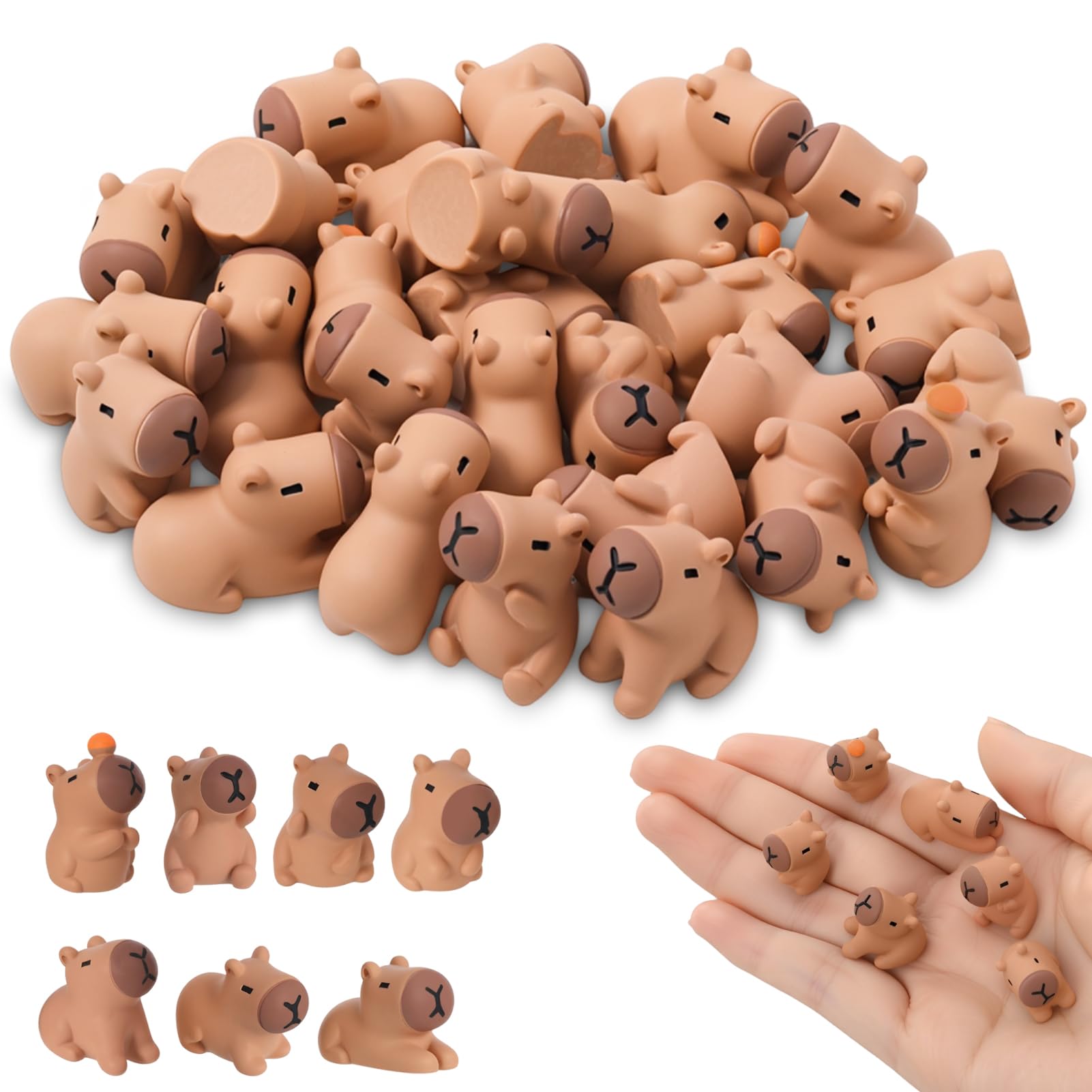 GSrenyu 35 Pcs Mini Resin Capybaras 7 Styles Mini Capybara Figures Resin Animals Cut Capybara Figurine Tiny Animals Miniature Figurines for Garden Dollhouse Tabletop Landscape Party Cake Decor DIY