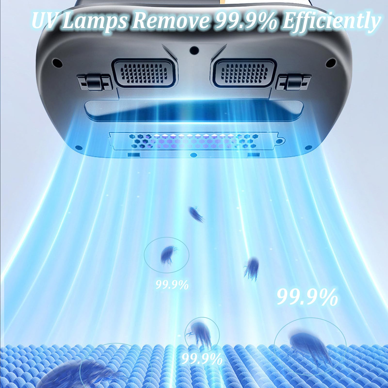 HAMON Aspirapolvere per Materassi, Aspirapolvere Materasso Antiacaro con Luce UV-C, 8000Pa Aspira Materasso Antiacaro Portatili per Materassi, Divani, Cuscini