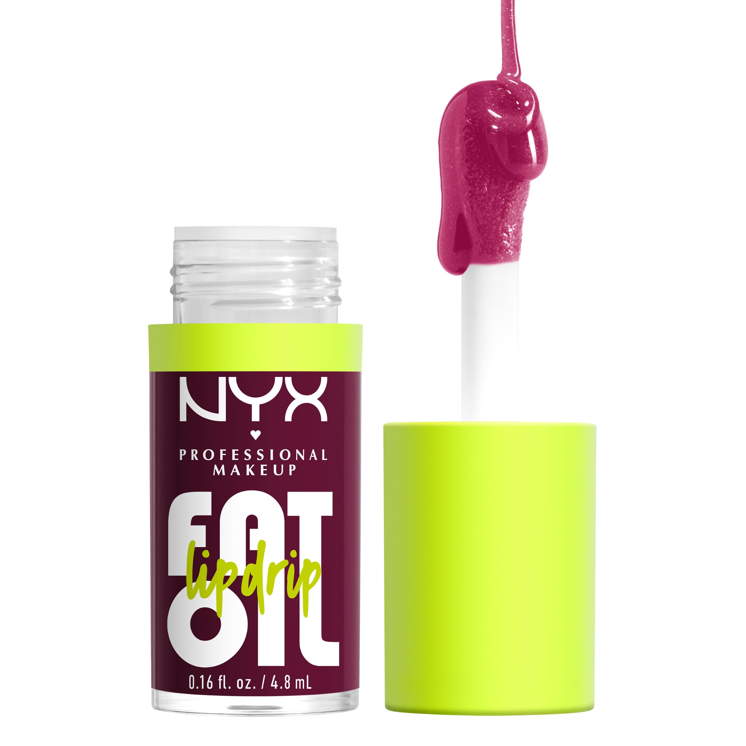 NYX Professional Makeup Lip Oil, Fat Oil Lip Drip, High Shine Tinted Gloss, 12hr Hydrating Lip Treatment with Squalane, Non-Sticky, Vegan, Shade: That's Chic