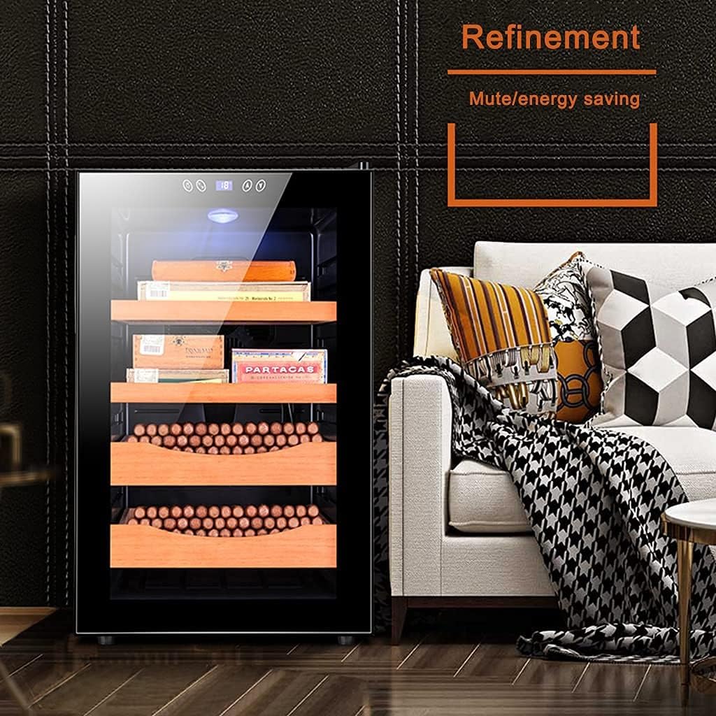 Humidors Zigarrenschrank, Zigarren-Humidoren, 70 l, elektrisch, mit Feuchtigkeitseinstellfunktion, konstante Temperatur, Zigarrenschrank, Doppelkern-Kühlung, Geschenke für Männer, Ehemann, Vater