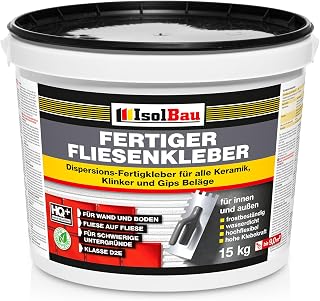 Isolbau Fertig-Fliesenkleber - 15 kg Eimer Dispersionskleber für Fliesen auf Wand & Boden im Innen- & Außenbereich
