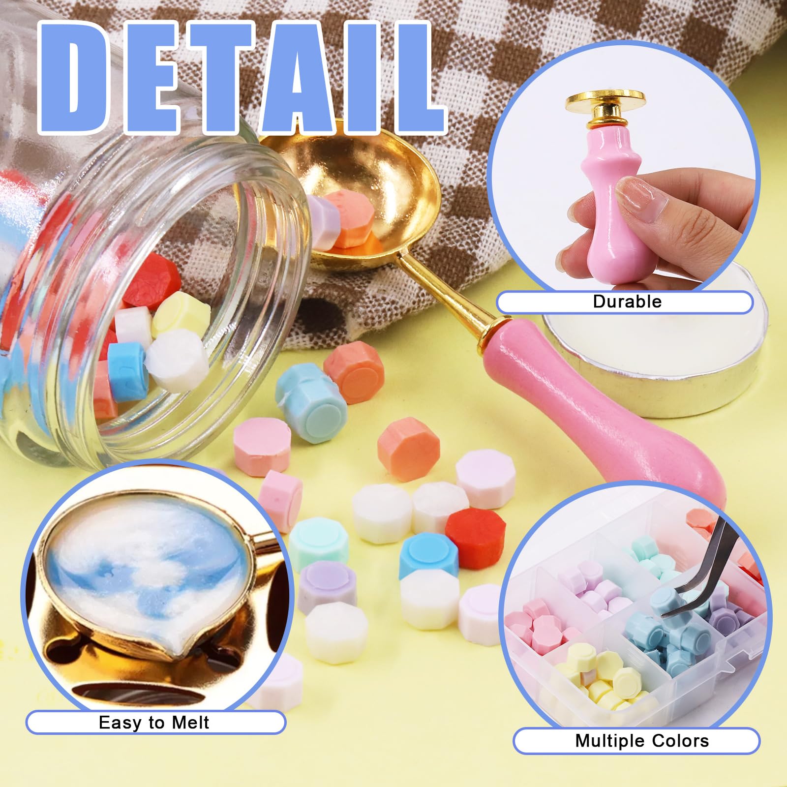 Glarks 225Pcs Wax Seal Stamp Kit, Wax Letter Seal Set including Colorful Wax Seal beads, Wax Seal Spoon - Image 3