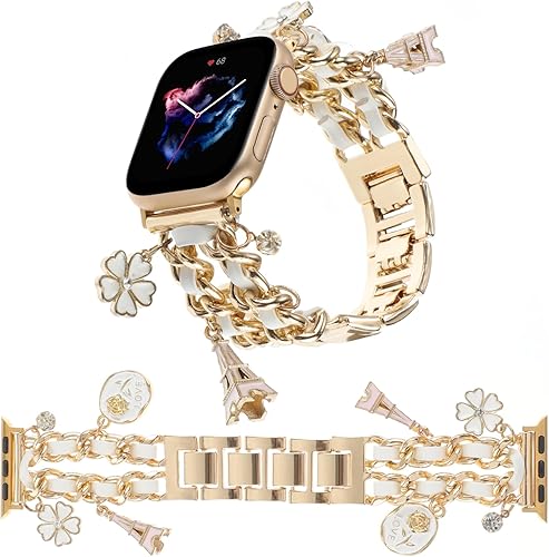 Elegante pulsera compatible con correas de Apple Watch de 1.496 in 1.575 in 1.614 in 1.654 in 1.732 in 1.772 in 1.929 in 1.811 in, correa de