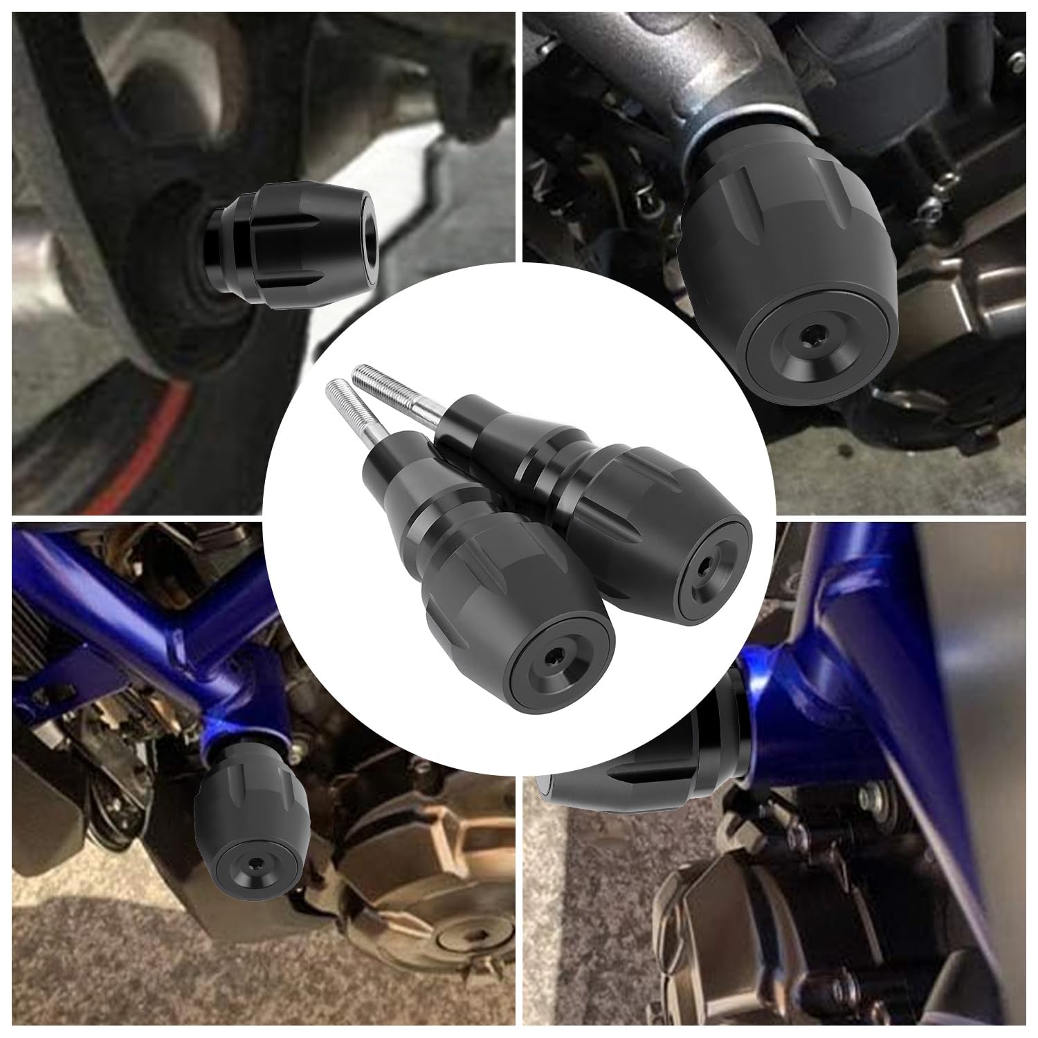 Protezione Antiurto Per Scarico Moto - Tamponi Paratelaio, Nero, Vite 10mm, Universale - Foto 2