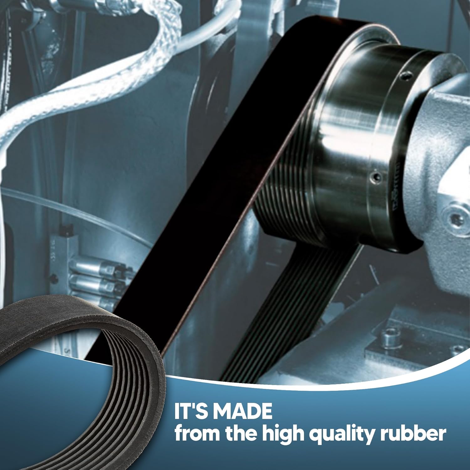 High quality rubber drive belt installed on a machine