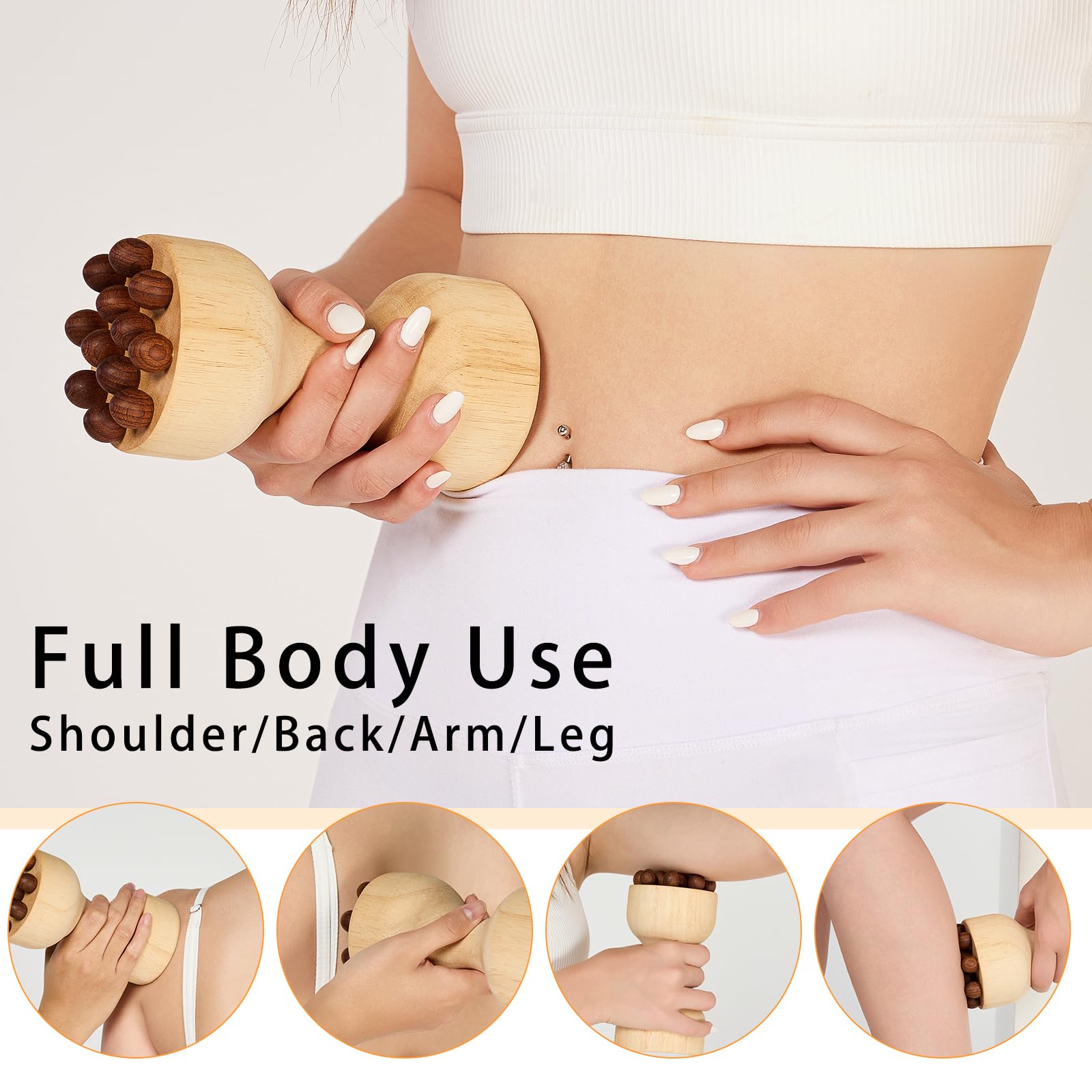 AICNLY Herramientas de masaje de terapia de madera 2 en 1 para dar forma al cuerpo, masajeador de drenaje linfático, kit de maderoterapia, rodillo de masaje de madera, masajeador anticelulítico, juego